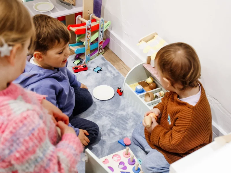 Main play area overview showing children playing safely